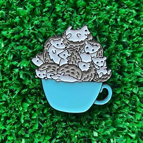 Cup O’ Hedgehogs Enamel Pin/ Brooch Lapel - Picture 6 of 6